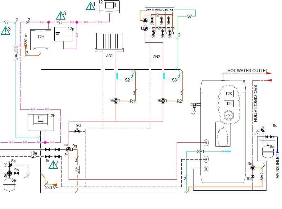 Commercial heating system schematic produced in-house by Spitfire Commercial